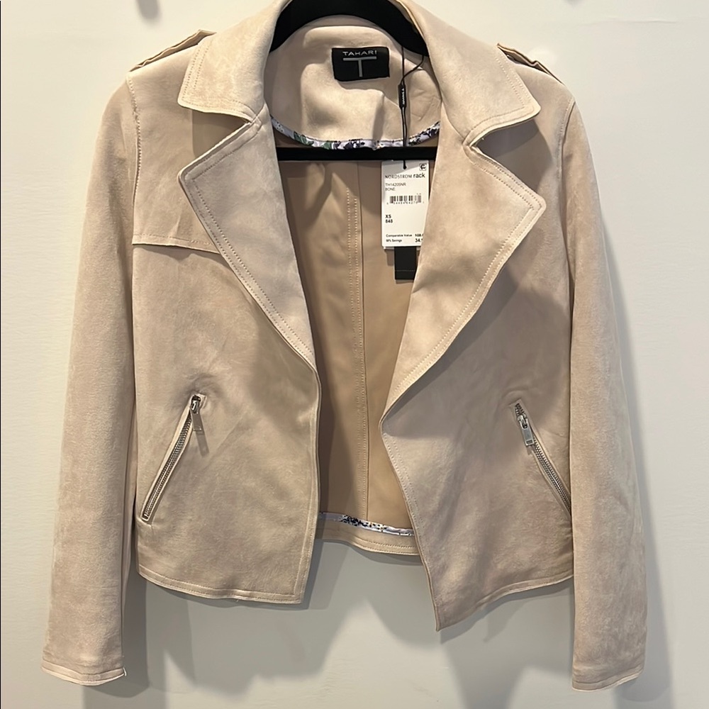 Women's Cream Faux Suede Jacket